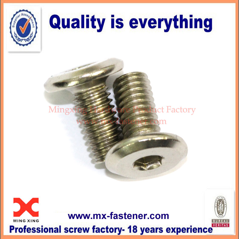 Stainless hexagon flat screws with chamfer