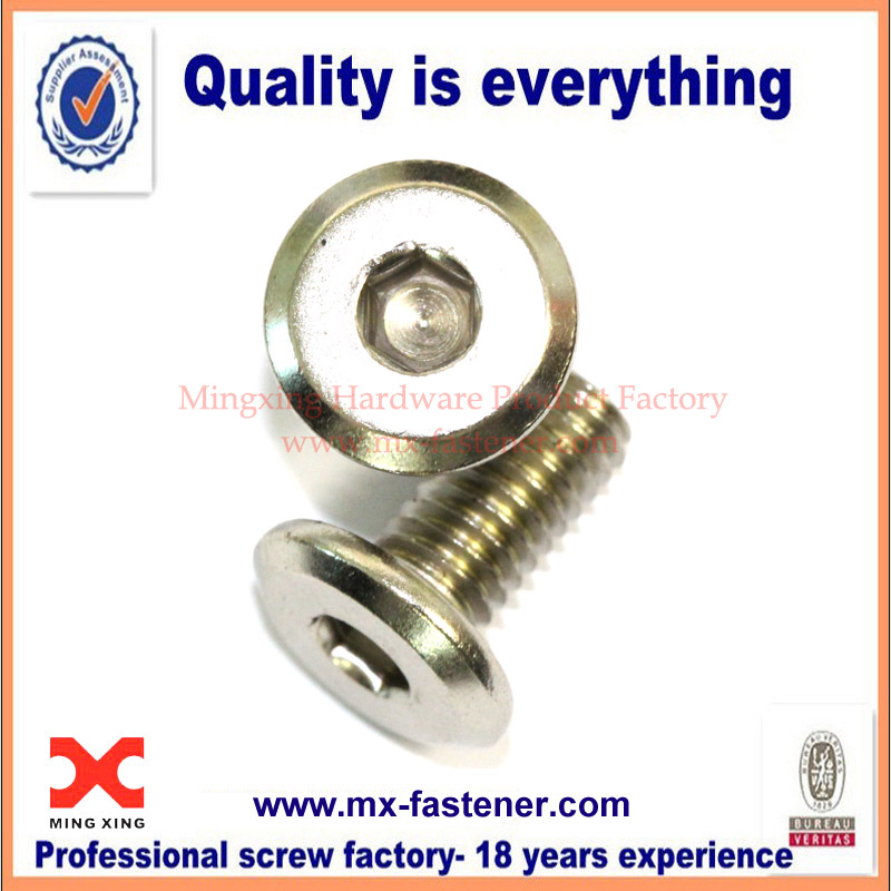 Stainless steel hexagon flat screw with chamfer