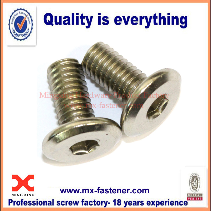 Stainless steel hexagon flat screws with chamfer